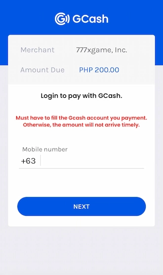 Step 3: Please log in to your GCash account to make a payment.